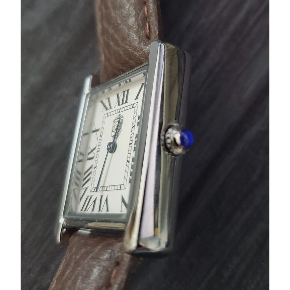 Pierre Lucerne 1888 Must Tank Style Mens Dress Watch Swiss Inspired Brown Band - Picture 7 of 16